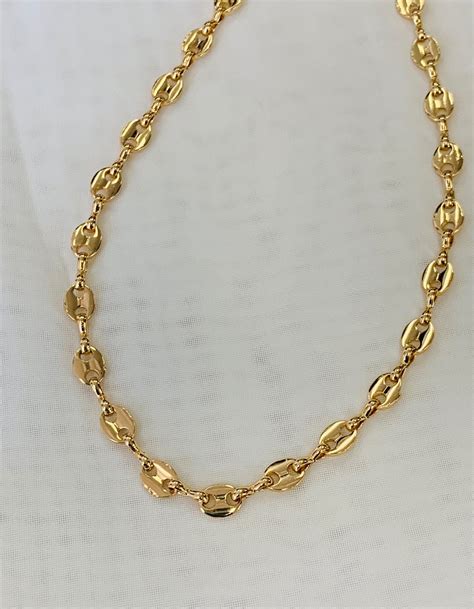 gucci gold long necklaces|14k gold Gucci link chain.